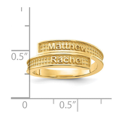 Gold Plated Personalized Polished With Sandblasted Background Ring