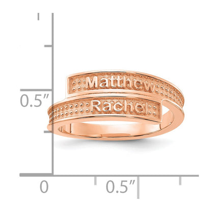 Rose Plated Personalized Polished With Sandblasted Background Ring