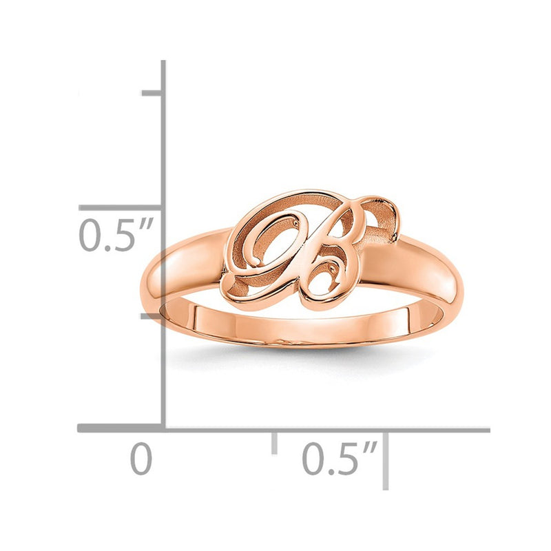 14K Rose Gold Script Initial Ring