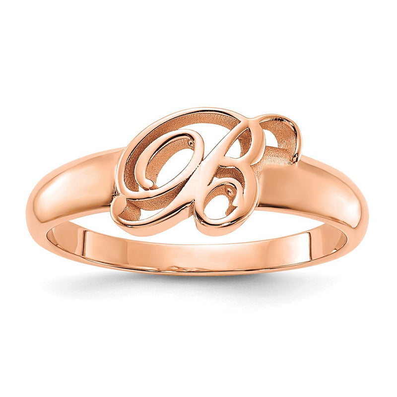 14K Rose Gold Script Initial Ring