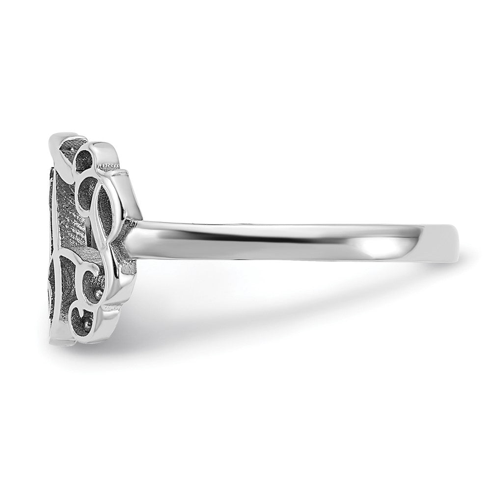 Sterling Silver Silver/Rhodium Plated Monogram Ring