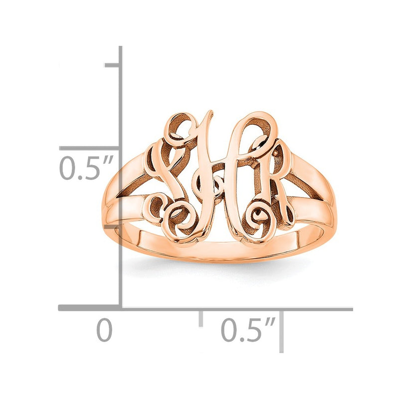 14K Rose Gold Monogram Ring