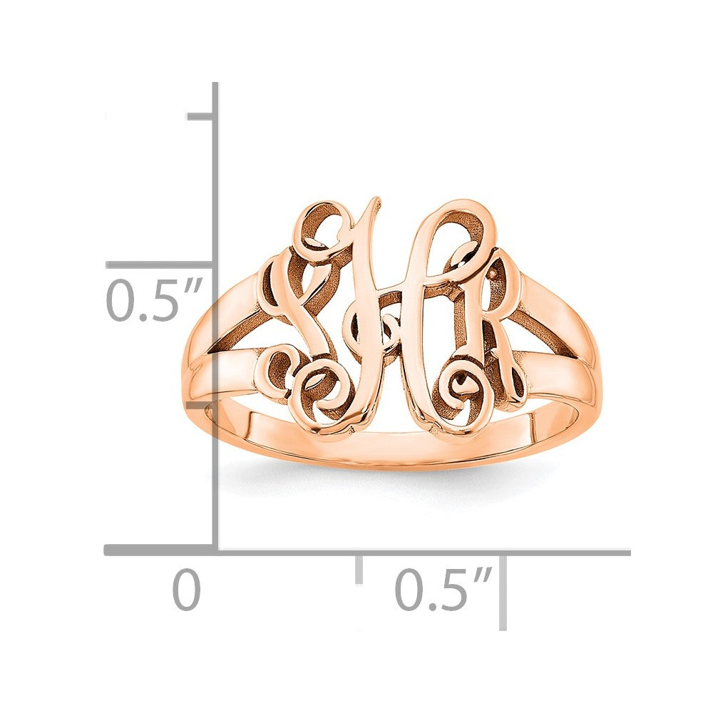 Rose Plated Sterling Silver/Rose Monogram Ring