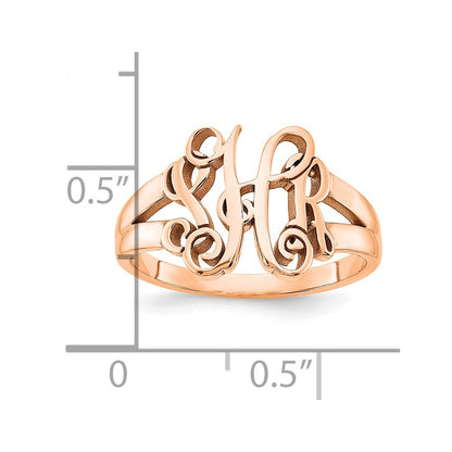 Rose Plated Sterling Silver/Rose Monogram Ring