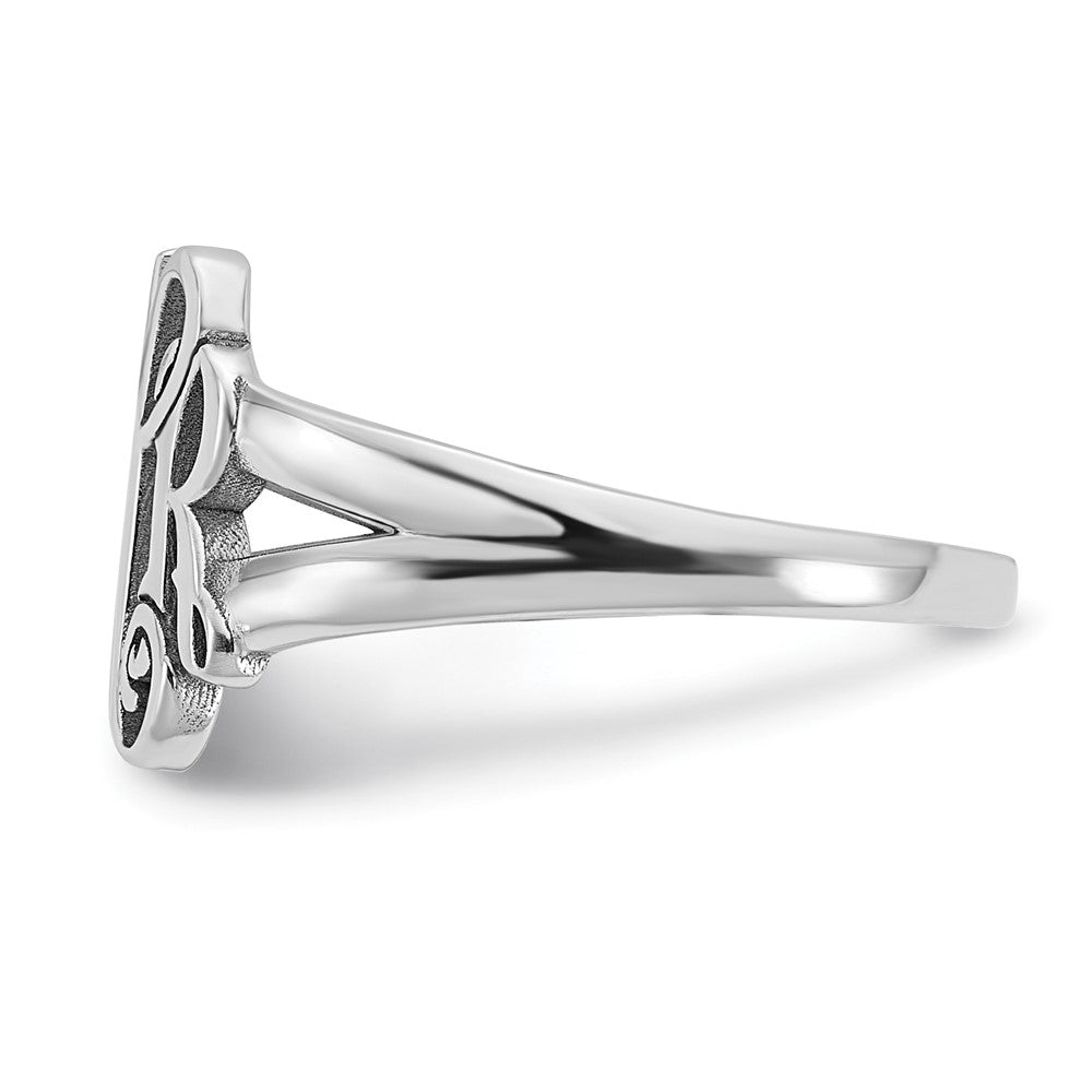 Sterling Silver Silver/Rhodium Plated Monogram Ring