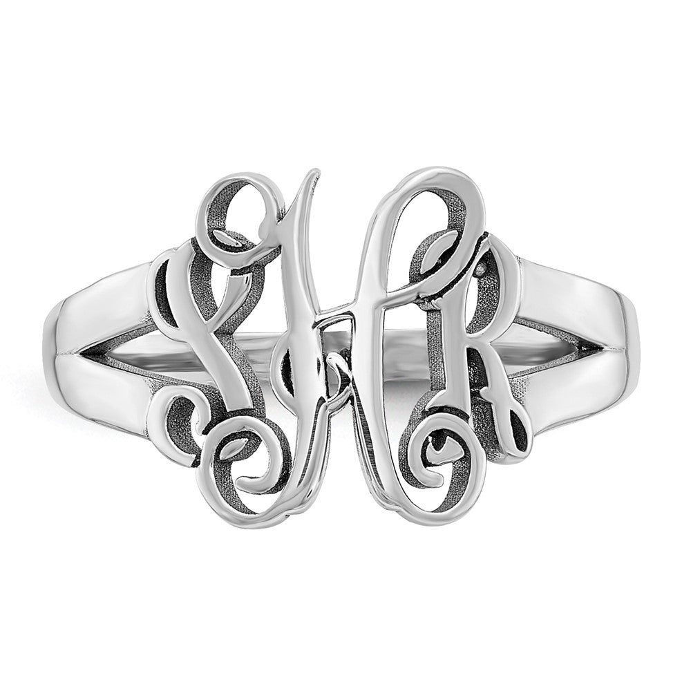 Sterling Silver Silver/Rhodium Plated Monogram Ring