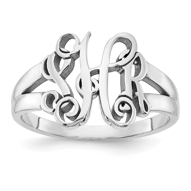 Sterling Silver Silver/Rhodium Plated Monogram Ring