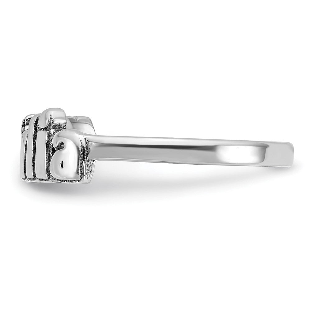 Sterling Silver Siler/Rhodium Plated Name Plate Ring