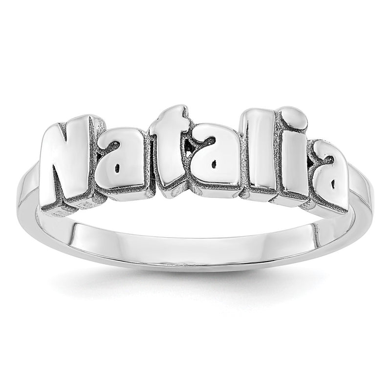 Sterling Silver Siler/Rhodium Plated Name Plate Ring