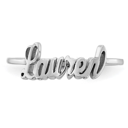 Sterling Silver Silver/Rhodium Plated Name Plate Ring
