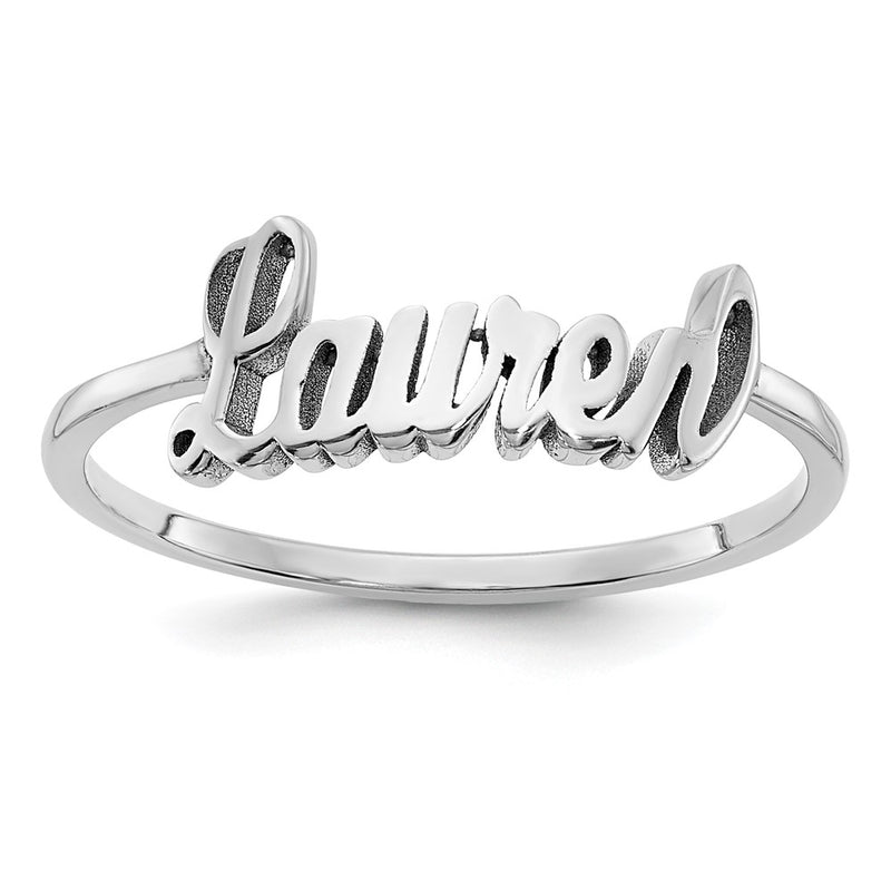 Sterling Silver Silver/Rhodium Plated Name Plate Ring