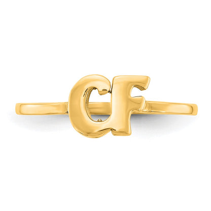 14K Yellow Gold Script Or Block Font Double Initial Ring