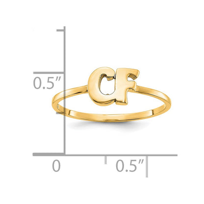 14K Yellow Gold Script Or Block Font Double Initial Ring