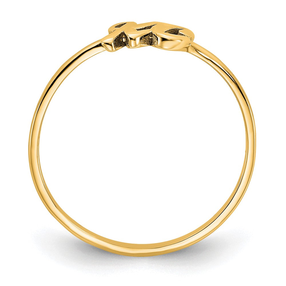 14K Yellow Gold Script Or Block Font Double Initial Ring