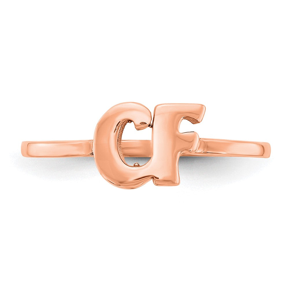 14K Rose Gold Script Or Block Font Double Initial Ring