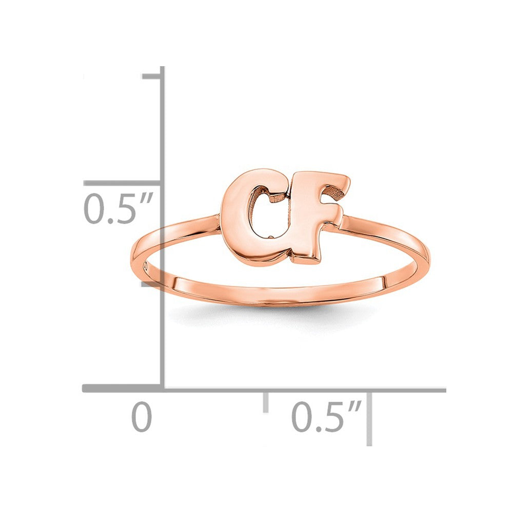14K Rose Gold Script Or Block Font Double Initial Ring