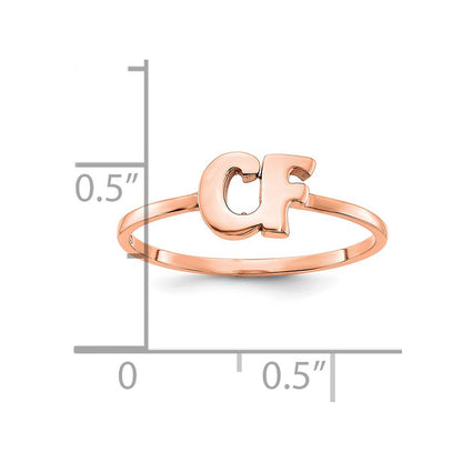 14K Rose Gold Script Or Block Font Double Initial Ring