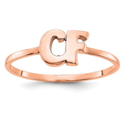 14K Rose Gold Script Or Block Font Double Initial Ring