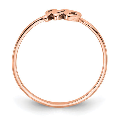 14K Rose Gold Script Or Block Font Double Initial Ring
