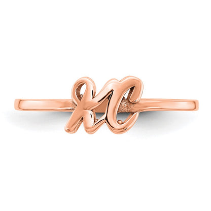 14K Rose Gold Script Or Block Font Initial Ring