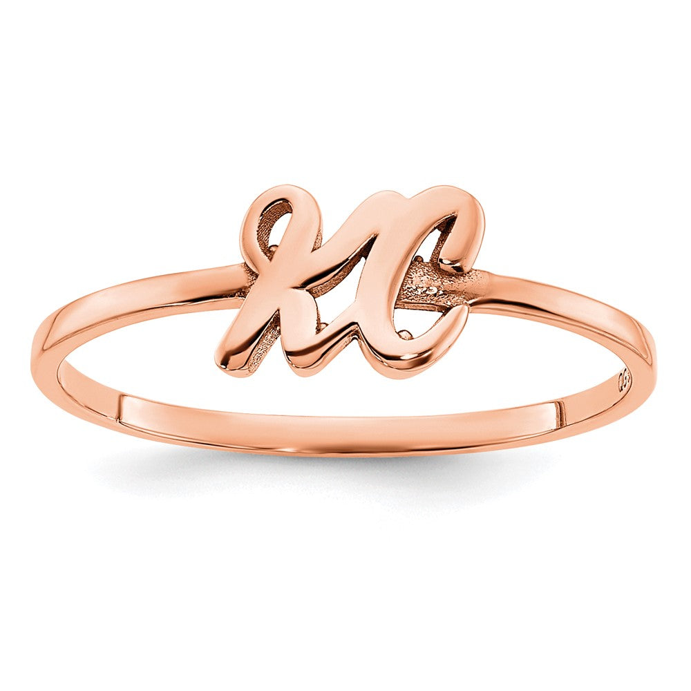 14K Rose Gold Script Or Block Font Double Initial Ring