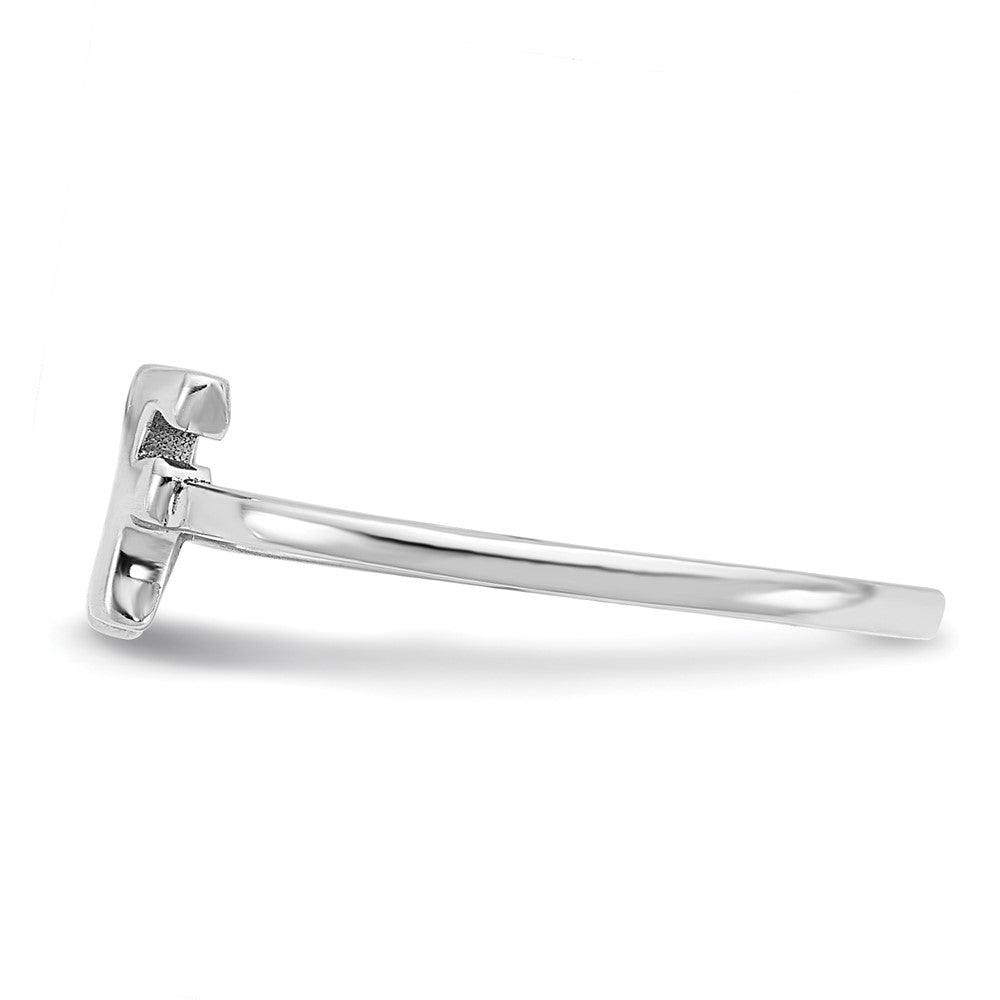 Sterling Silver Silver/Rhod Plated Script Or Block Font Double Initial Ring