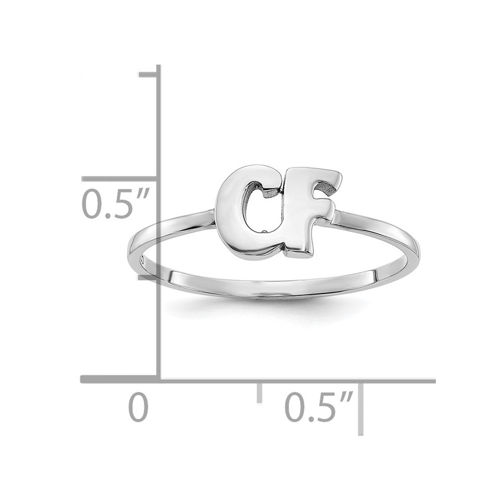 Sterling Silver Silver/Rhod Plated Script Or Block Font Double Initial Ring