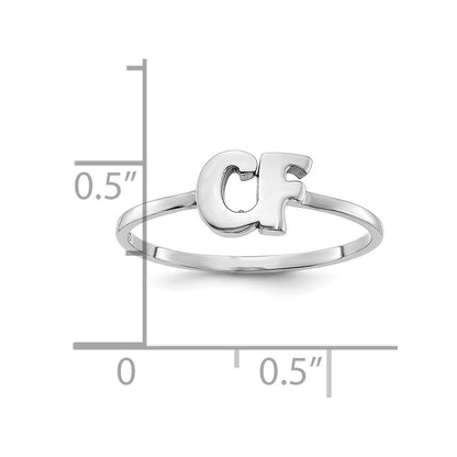 Sterling Silver Silver/Rhod Plated Script Or Block Font Double Initial Ring