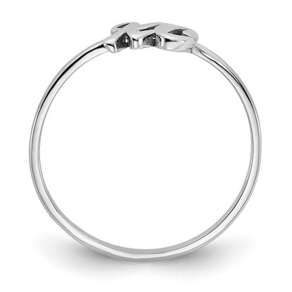 Sterling Silver Silver/Rhod Plated Script Or Block Font Double Initial Ring