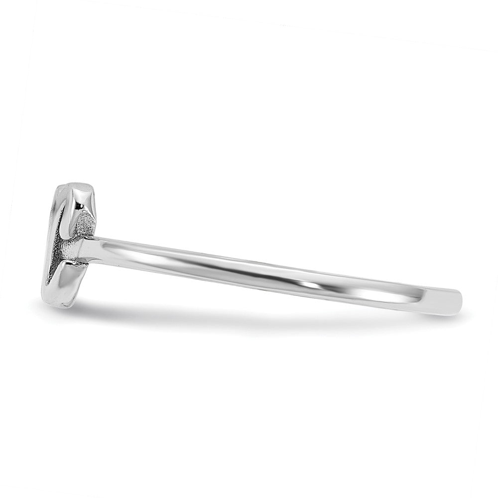 Sterling Silver Silver/Rhod Plated Script Or Block Font Double Initial Ring
