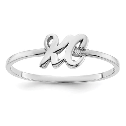 Sterling Silver Silver/Rhod Plated Script Or Block Font Double Initial Ring