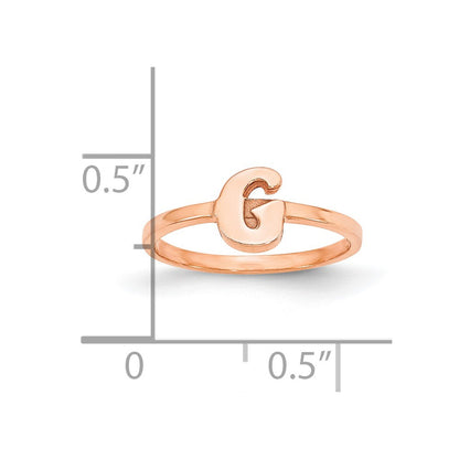 14K Rose Gold Script Or Block Font Initial Ring