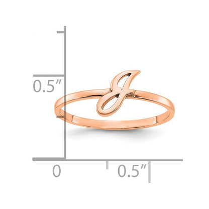14K Rose Gold Script Or Block Font Initial Ring