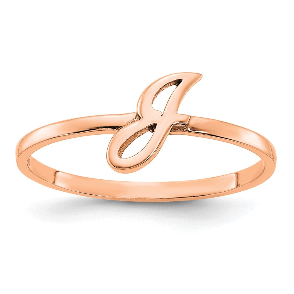 14K Rose Gold Script Or Block Font Initial Ring
