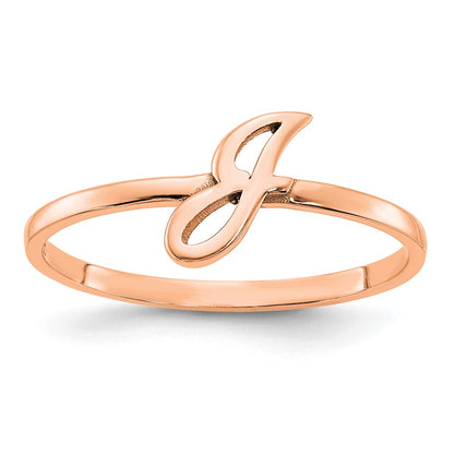 14K Rose Gold Script Or Block Font Initial Ring