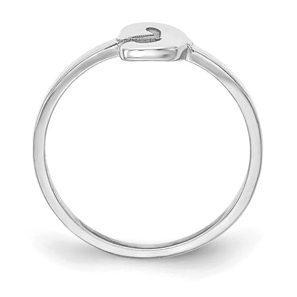 Sterling Silver Silver/Rhodium Plated Script Or Block Font Initial Ring