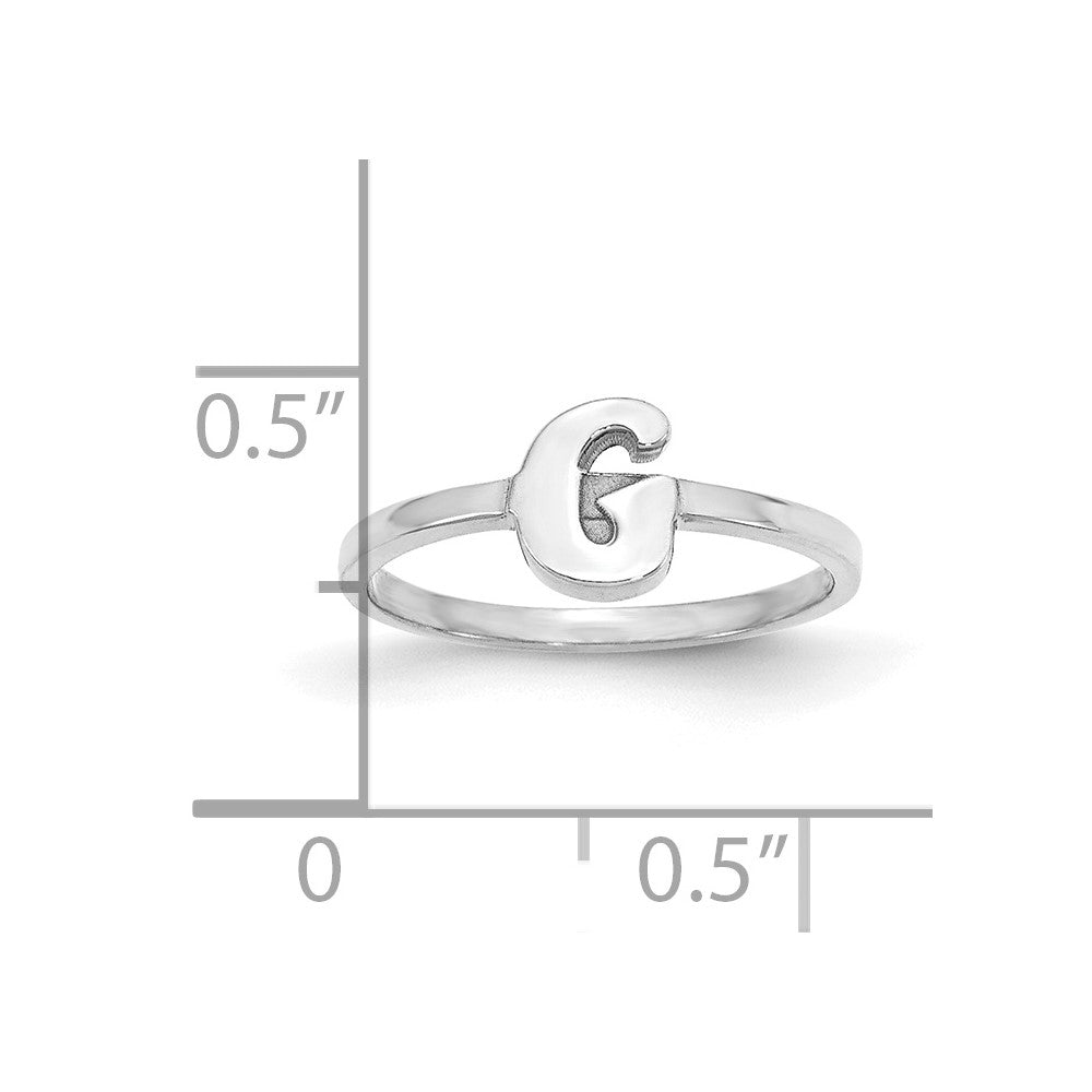 Sterling Silver Silver/Rhodium Plated Script Or Block Font Initial Ring