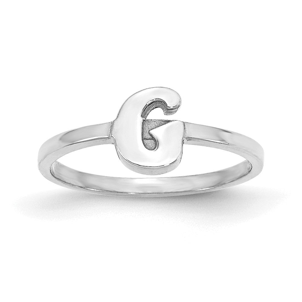 Sterling Silver Silver/Rhodium Plated Script Or Block Font Initial Ring