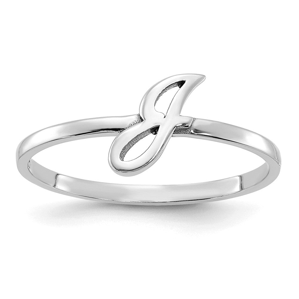 14K White Gold Initial Script or Block Font Ring