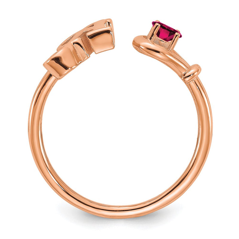 Rose Plated Sterling Silver/Rose Letter With Birthstone Ring