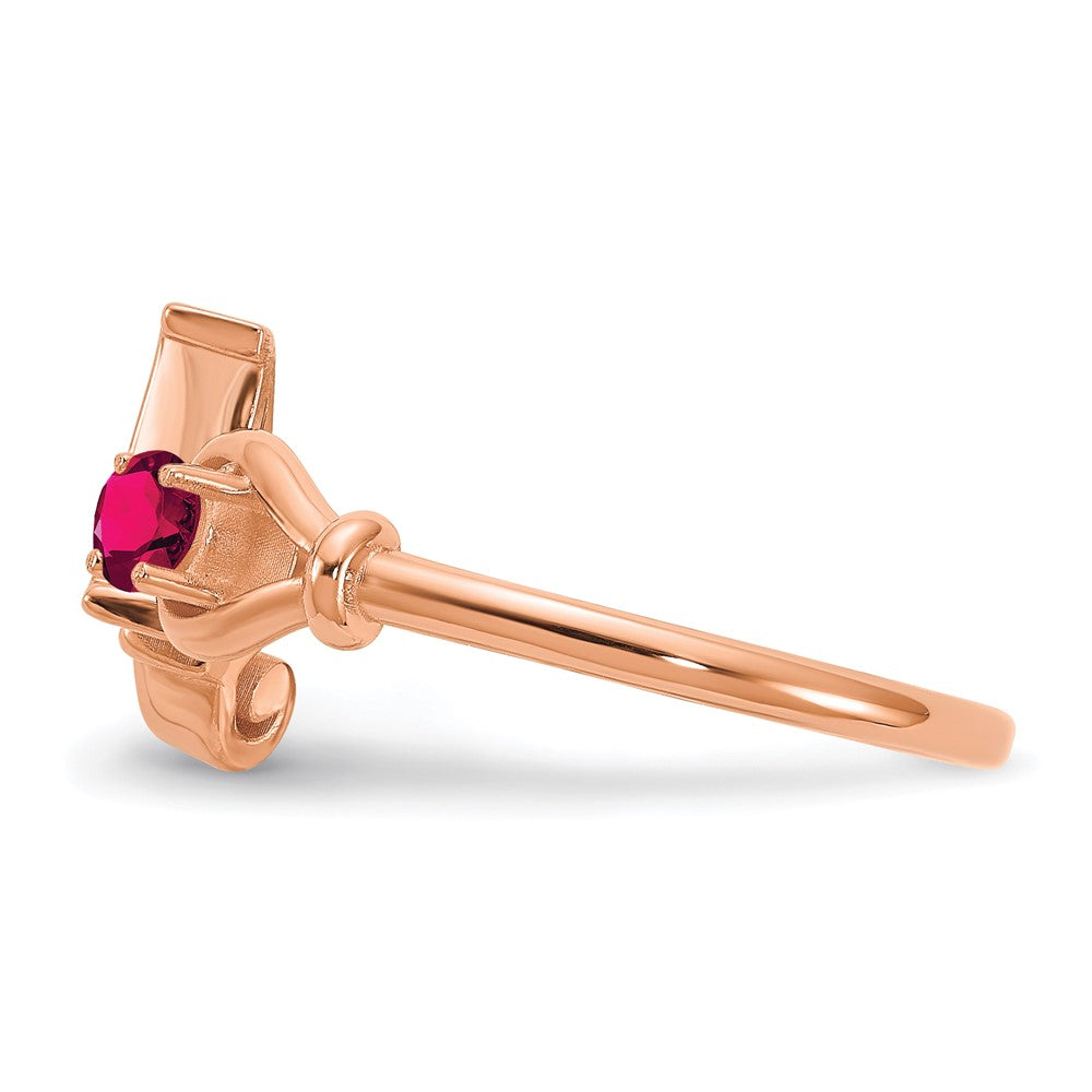 14K Rose Gold Letter A with Birthstone Ring