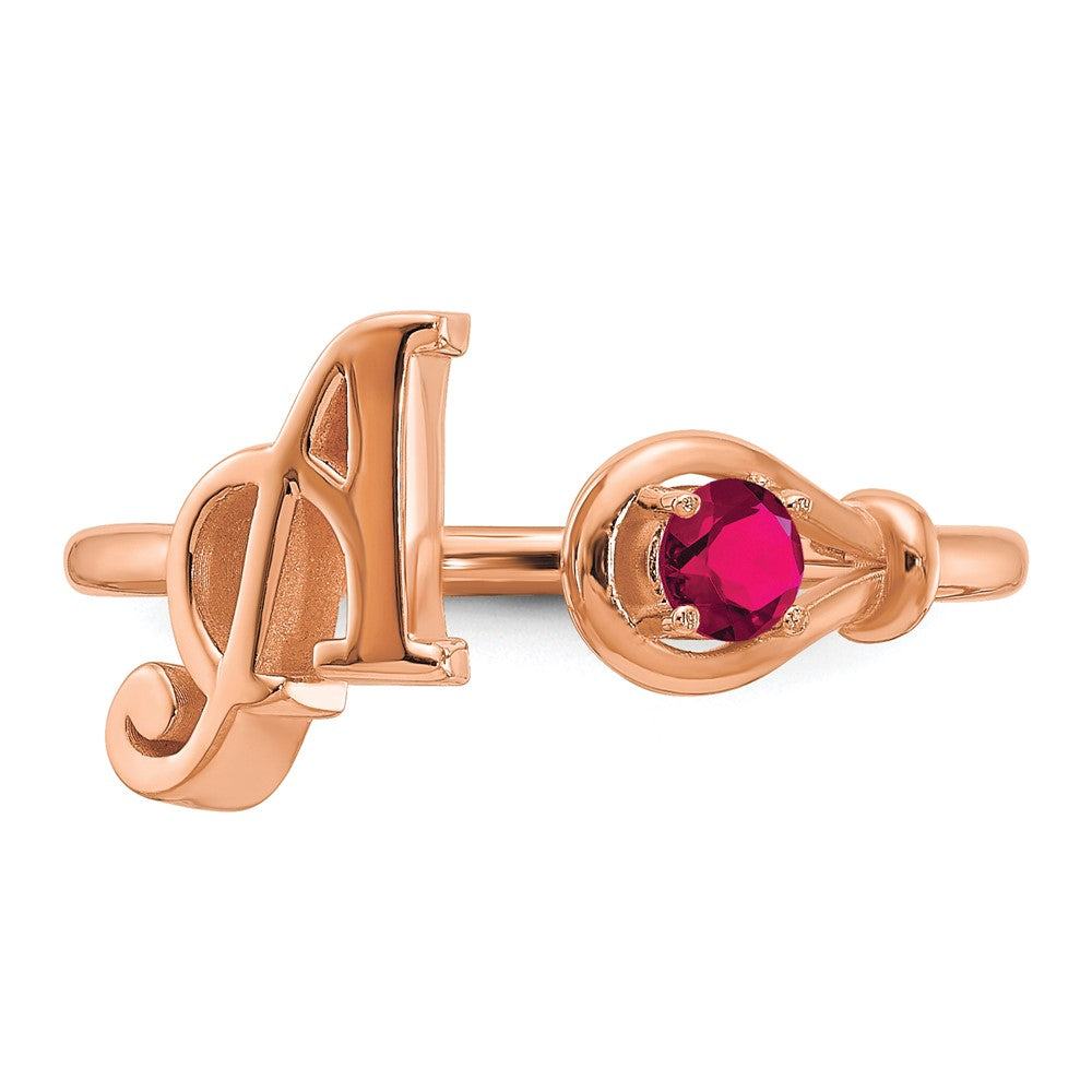 Rose Plated Sterling Silver/Rose Letter With Birthstone Ring