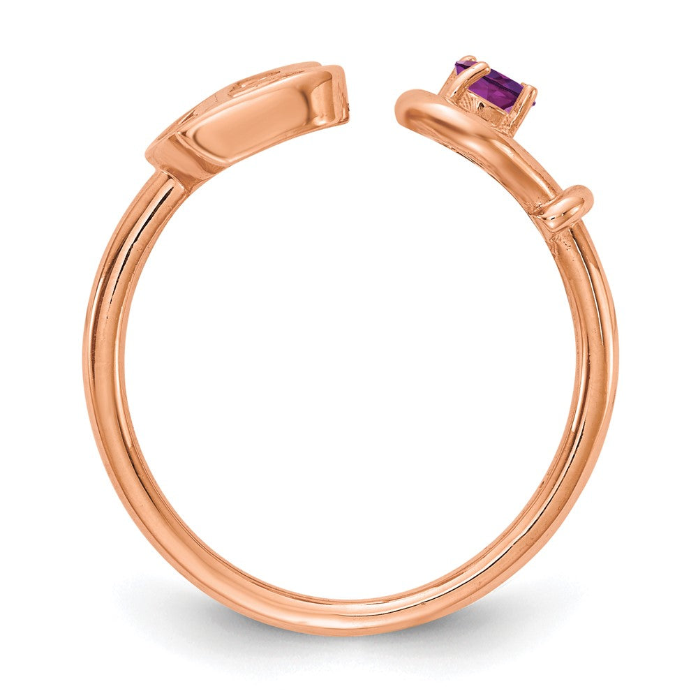 Rose Plated Sterling Silver/Rose Initial B With Birthstone Ring