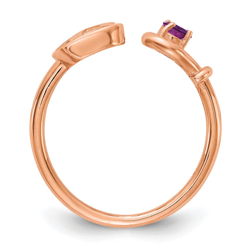 Rose Plated Sterling Silver/Rose Initial B With Birthstone Ring