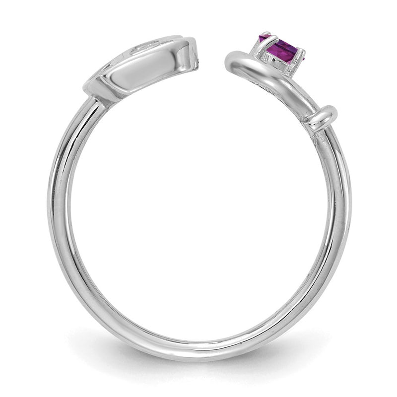 14K White Gold Initial B With Birthstone Ring
