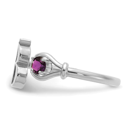 14K White Gold Initial B With Birthstone Ring