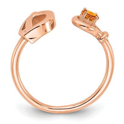 Rose Plated Sterling Silver/Rose Gold Letter D With Birthstone Ring