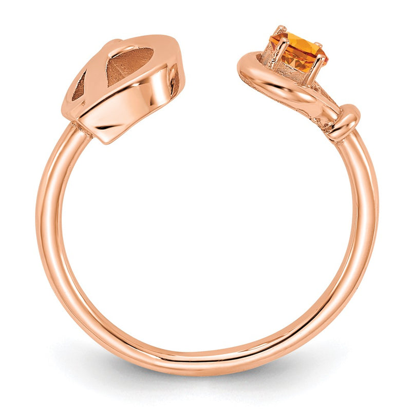 Rose Plated Sterling Silver/Rose Gold Letter D With Birthstone Ring