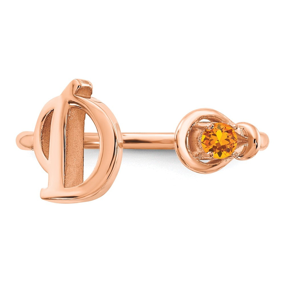 Rose Plated Sterling Silver/Rose Gold Letter D With Birthstone Ring