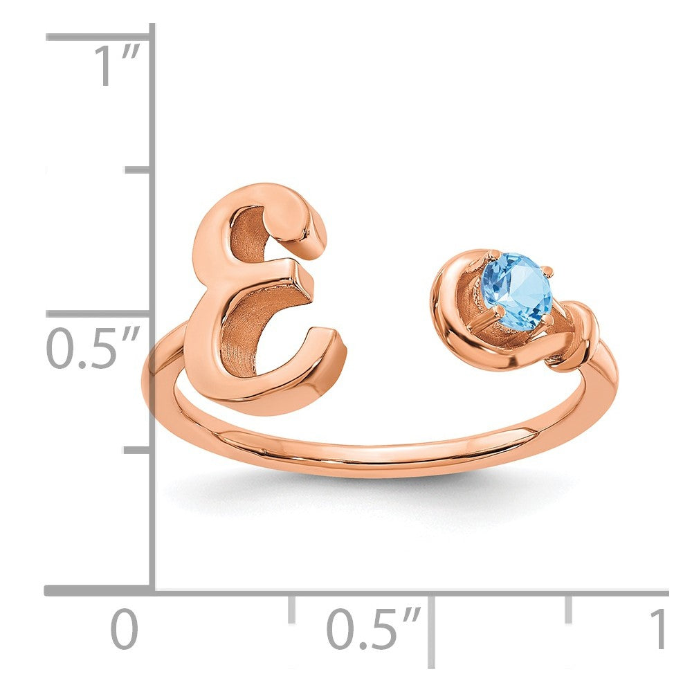 Rose Plated Sterling Silver/Rose Letter E With Birthstone Ring